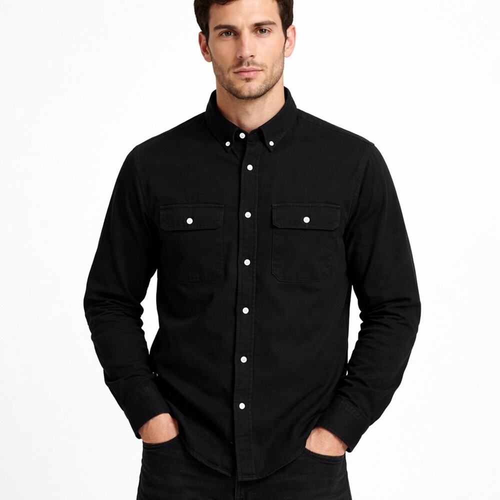 Saturdays Surf NYC Men's Black Corduroy Long Sleeve Button Down Shirt Size Large